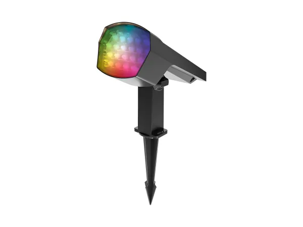 Solarni vrtni reflektor SPIKE 12W RGB temno siv